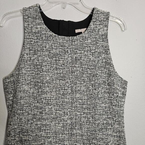 BANANA REPUBLIC Sleeveless Drop Waist Boucle Black White Dress 12 Flounce EUC - Picture 3 of 11
